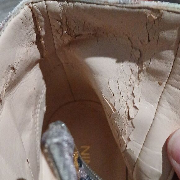 Nine West Savitra  floral block chunky heel ankle booties Sz 7.5 - Picture 8 of 10